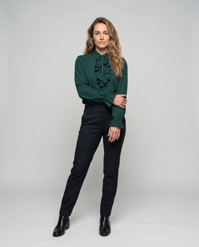 Damen elegantes Rüschenshirt mit dekorativen Details Echo Archiv