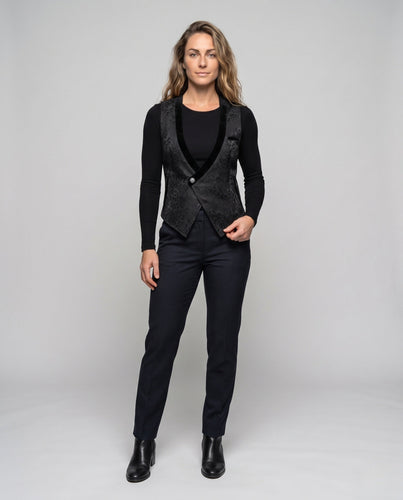Damen elegantes Samt-Weste mit floralem Design Echo Archiv