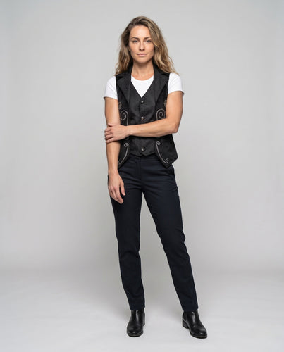Damen elegantes Satinwest mit floralem Muster und praktischen Taschen Echo Archiv