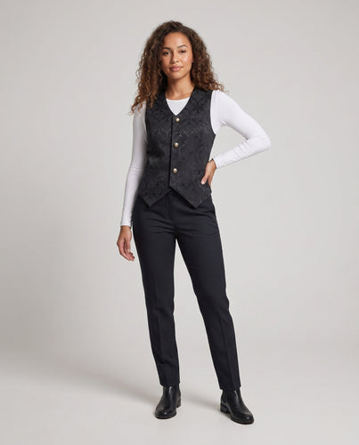 Damen eleganten Weste mit Blumenmustern und verzierten Knöpfen Echo Archiv