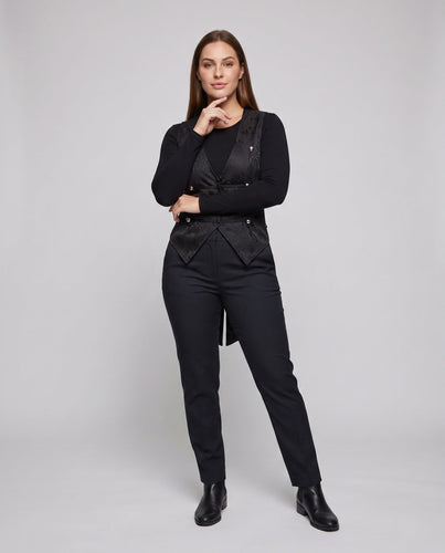 Damen elegante Westen mit floralem Jacquard-Muster und asymmetrischem Saum – Avérine
