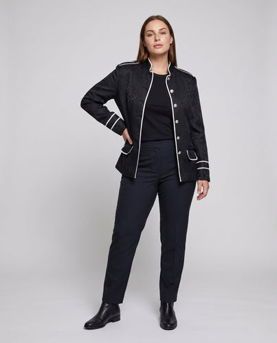 Damen eleganter Blazer mit floralen Mustern und dekorativen Knöpfen – Valéne