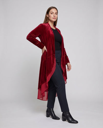 Damen eleganter Cappemantel mit asymmetrischem Schnitt und transparenten Details – Montévia