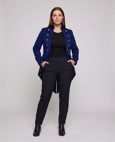 Damen eleganter Frack mit asymmetrischem Saum und kunstvollen Knöpfen – Avérine