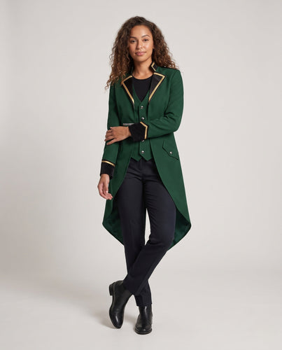 Damen elegante Frackjacke mit asymmetrischen Details und königlichen Akzenten Echo Archiv