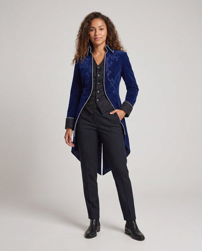 Damen eleganter Frack mit kunstvollen Verzierungen und asymmetrischem Schnitt – Avérine