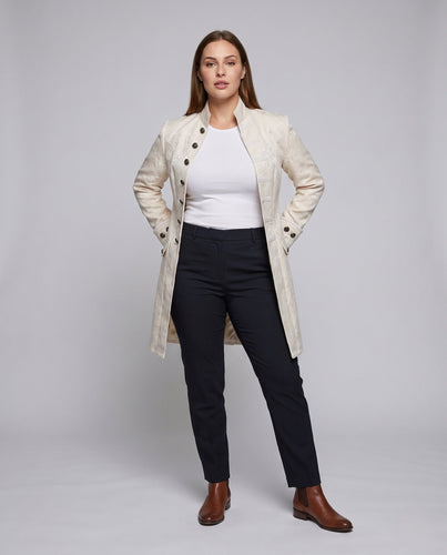Damen eleganter Frackmantel mit kunstvollem Jacquard-Muster – Montévia