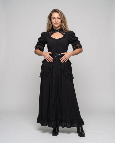 Damen elegante Ballkleid mit Spitzenverzierungen und fließendem Rock Echo Archiv