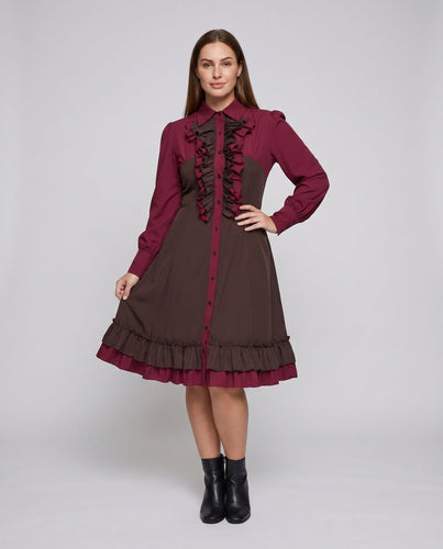 Damen elegantes Rüschenkleid mit schwingendem Rock Echo Archiv