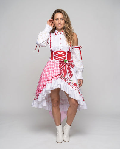 Damen historischer Cosplay-Rock mit schwingendem Design und kunstvollen Details – Élara
