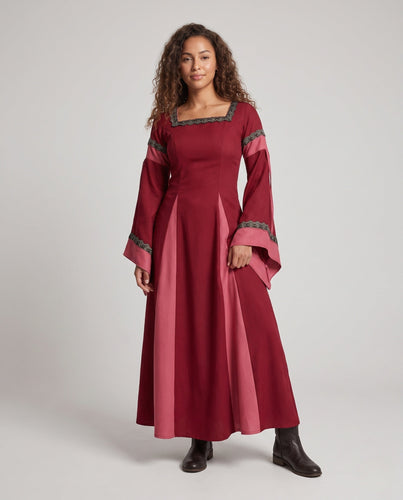 Damen Historisches Lange Kleid mit Eleganten Ärmeln und Schnürung Echo Archiv
