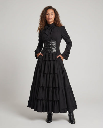 Damen historisches Rüschendress mit elegantem Taillenband Echo Archiv