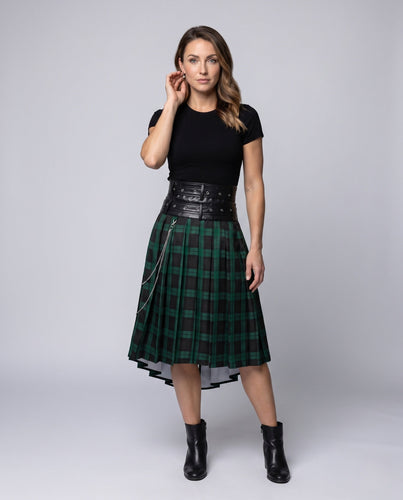 Damen Plissee-Rock mit asymmetrischem Schnitt und dekorativen Details – Rosévia