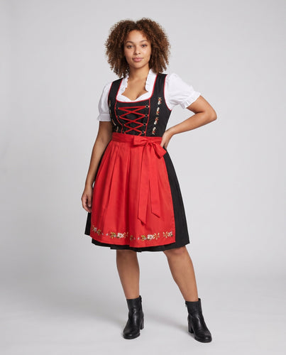 Damen Trachtenkleid mit folkloristischen Details und Rüschenelementen – Lunéa