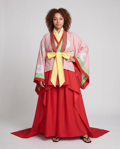 Damen traditionelles Kimono-Set mit kunstvollen Verzierungen und Schleifen Echo Archiv