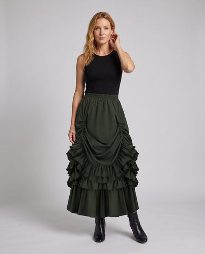 Frauen voluminöser Rüschenskirt mit elastischem Taillenbund und schwingendem Design Echo Archiv