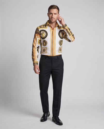 Herren modische Hemd mit kunstvollem Druck und eleganten Details – Arvello