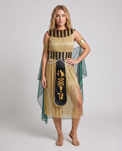 Damen Ägyptisches Königinnenkostüm mit glitzernden Verzierungen und eleganten Accessoires Echo Archiv