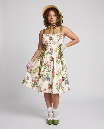 Damen Blumenkleid mit Rüschen und verstellbaren Trägern Echo Archiv