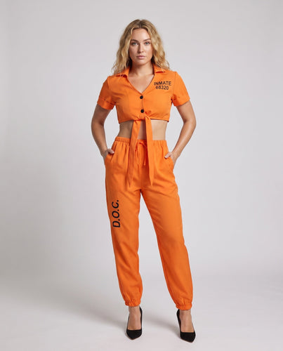 Damen Cropped Overall mit schickem Bindegürtel – Solévia