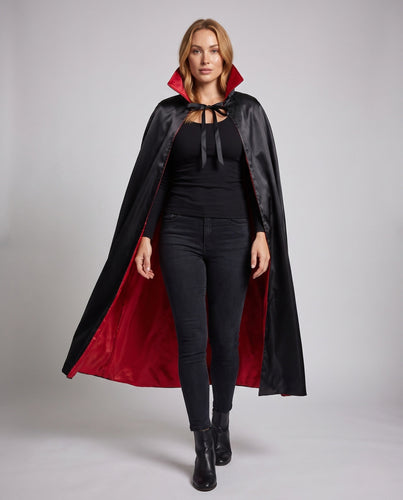 Damen eleganter Umhang mit rot gefütterter Kapuze Echo Archiv