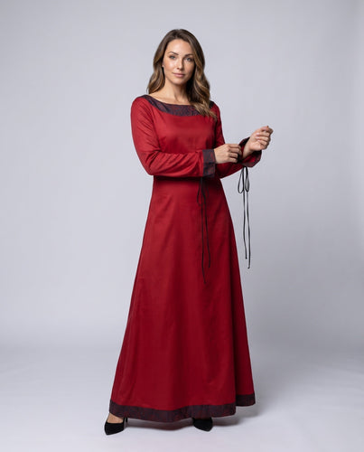 Damen elegantes historisches Kleid mit langen Ä sleeves und Spitzenakzenten Echo Archiv