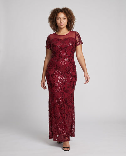 Damen Elegantes Maxikleid mit funkelndem Spitzenlook – Valéora
