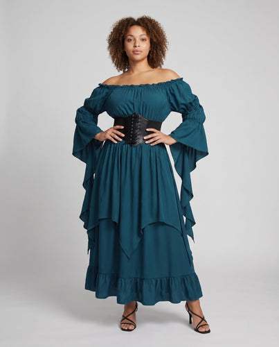 Damen Elegantes und schwingendes Maxikleid mit Taillenkorsett – Valéora