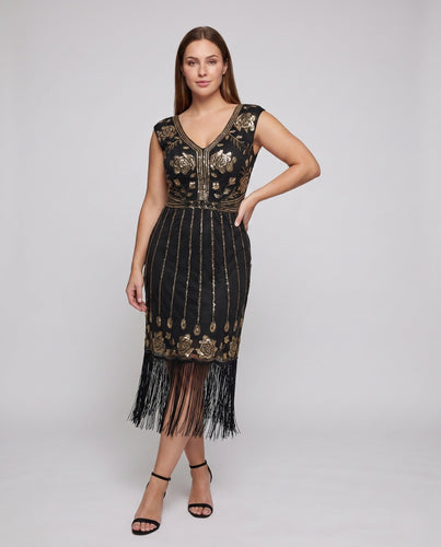 Damen Fransen-Kleid im Vintage-Stil – Élara