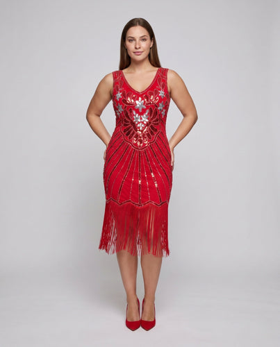 Damen Funkelndes Fransen-Kleid mit eleganter Paillettendekoration – Élara