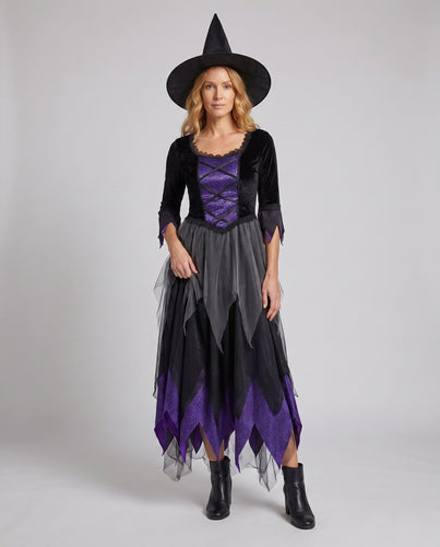 Damen Hexenkostüm mit elegantem Tüllrock und Accessoires Echo Archiv