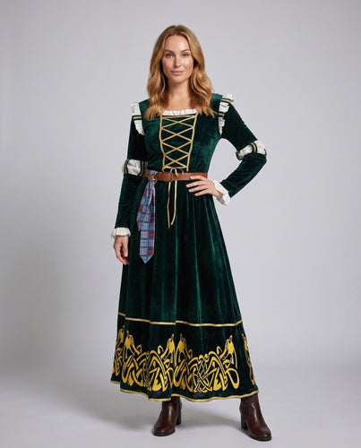 Damen historisches Kostüm mit elegantem Samt und keltischen Motiven Echo Archiv