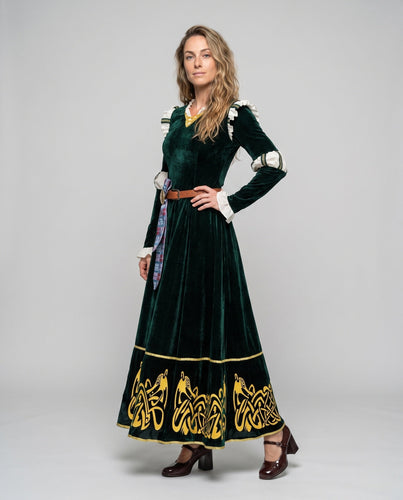 Damen historisches Samtkleid mit keltischen Verzierungen Echo Archiv