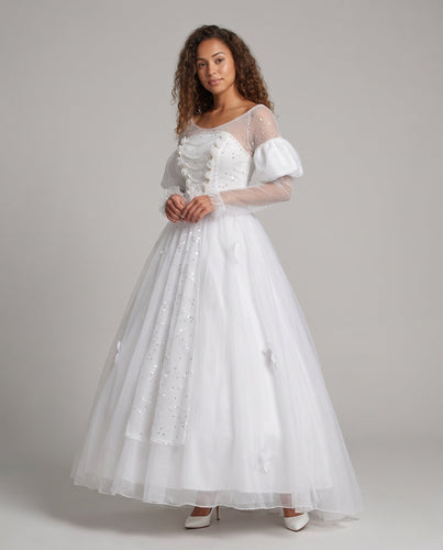 Damen märchenhaftes Ballkleid mit transparenten Ärmeln Echo Archiv