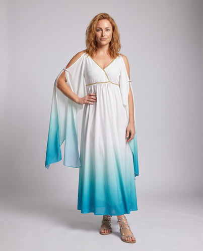 Damen Maxikleid mit fließenden Ärmeln – Valéora