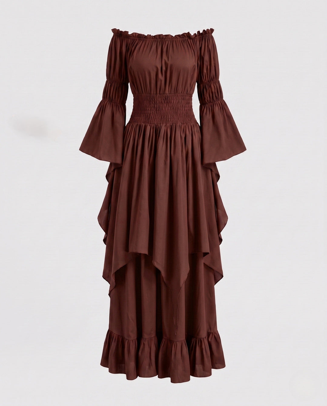 Damen Maxi-Kleid mit voluminösen Rüschen und elegantem Peplum Echo Archiv