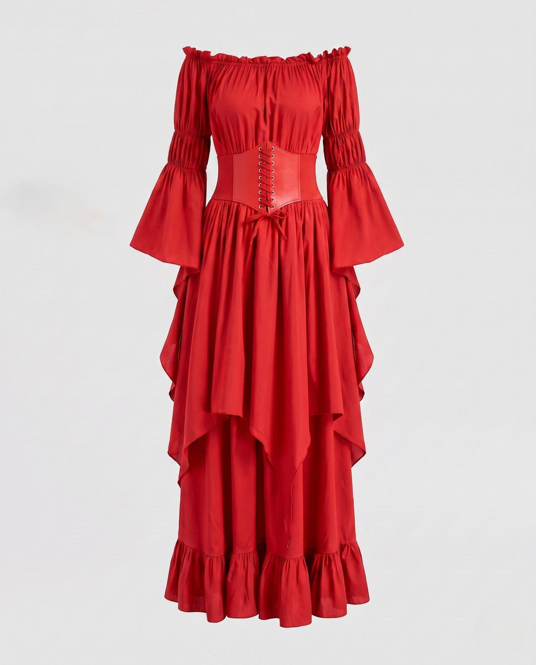 Damen Maxi-Kleid mit voluminösen Rüschen und elegantem Peplum Echo Archiv