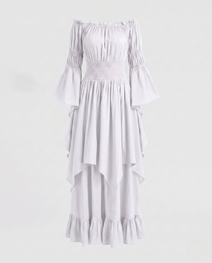 Damen Maxi-Kleid mit voluminösen Rüschen und elegantem Peplum Echo Archiv