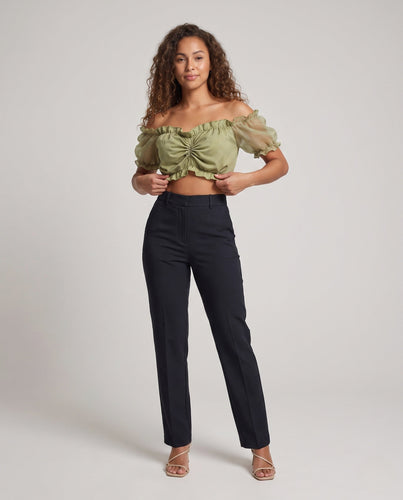 Damen Off-Shoulder Crop Top mit luftigen Puffärmeln – Avérine