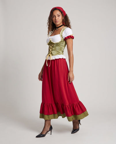Damen Oktoberfest Dirndl-Kleid mit aufwendigen Details – Élara