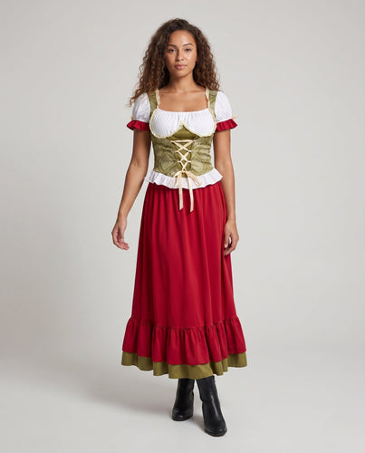 Damen Oktoberfest Kostüm mit Borten und dekorativer Schnürung – Élara