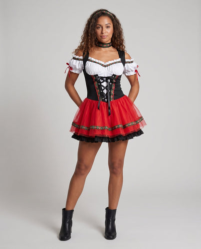 Damen Oktoberfestkostüm mit Tüllrock und verzierten Ärmeln – Élara