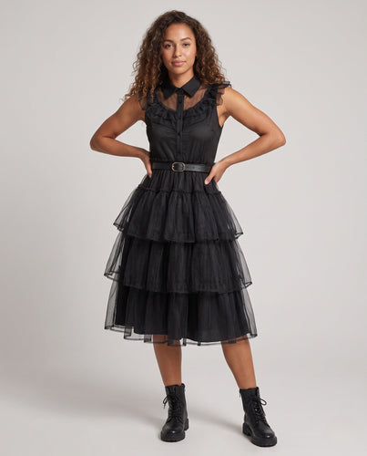 Damen Raffiniertes Tüllkleid mit Volant Echo Archiv