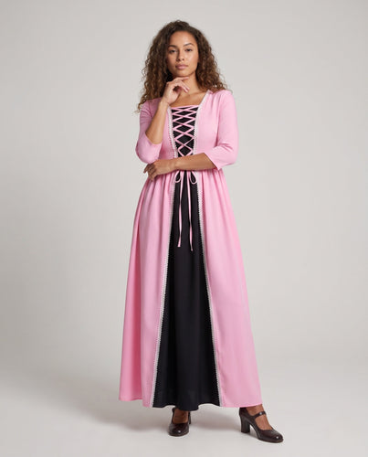 Frauen romantisches Maxikleid mit Schnürung und zweifarbigen Akzenten Echo Archiv
