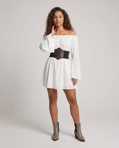 Damen romantisches Maxikleid mit weitem Ärmel und Taillenkorsett – Valéora