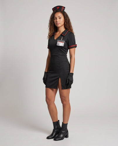 Damen sexy Krankenschwester Kostüm mit Fransen und Verzierungen Echo Archiv
