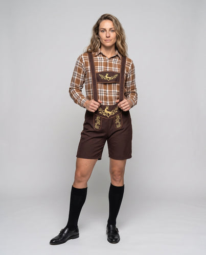 Damen Trachten-Latzkleid mit eleganten Stickereien – Élara
