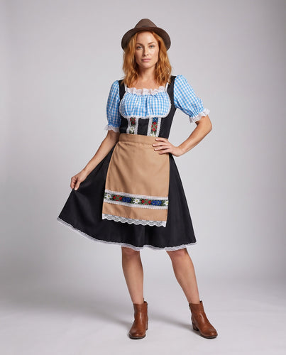 Damen Trachtenkleid mit blauen Karo-Details – Valéora