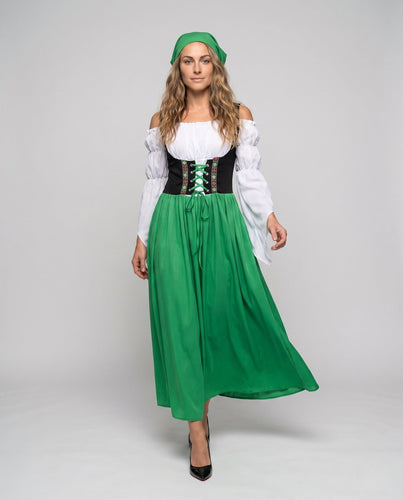 Damen Trachtenkleid mit romantischen Rüschendetails und eleganter Schnürung – Élara