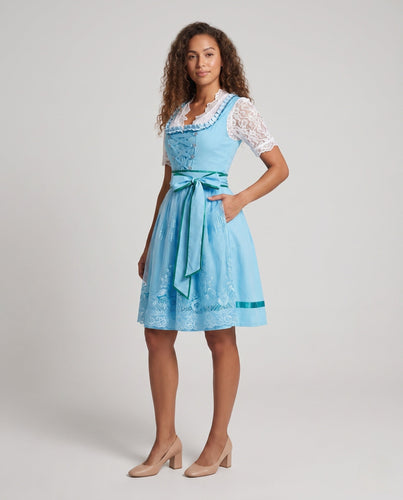 Damen Trachtenkleid mit romantischen Spitze-Details und Taillengürtel – Élara